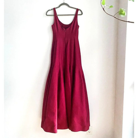 Halston Heritage Red Burgundy Sleeveless Mermaid Fit Flare Prom Red  Carpet Gown - Picture 7 of 9